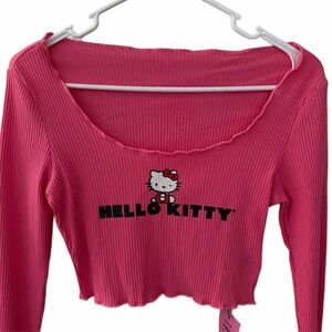 Hello Kitty Pink Ribbed Crop Top